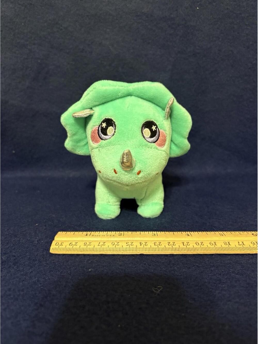 squishable triceratops plush blue green